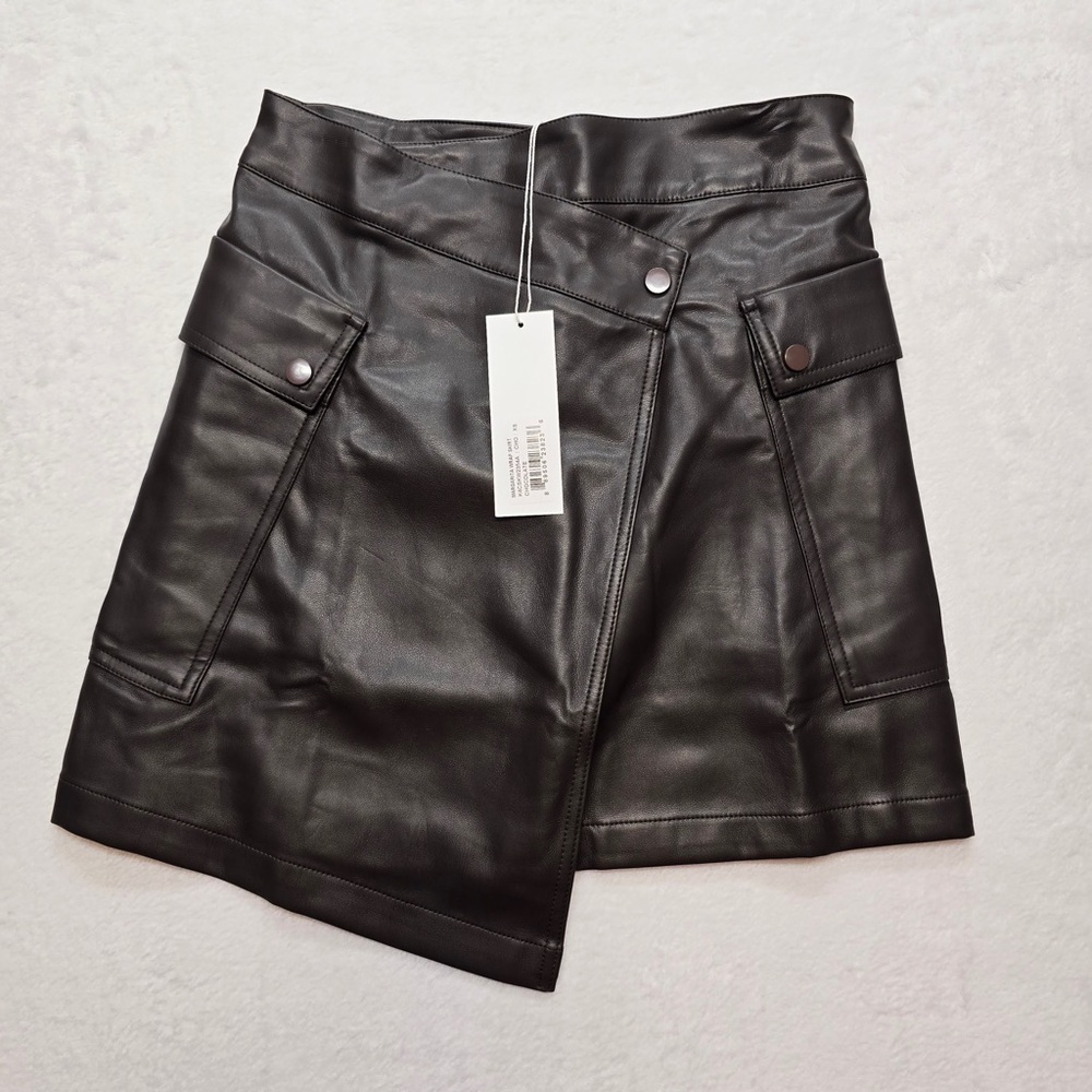 Bishop + Young Faux Leather‎ Mini Skirt Brown Vegan Leather Size S
